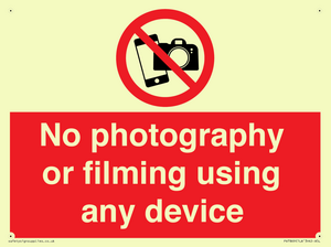 No photography or filming using any device